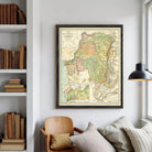 The image is a framed vintage map of the Congo, depicting the country's geographical layout and boundaries.