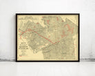 The image is a framed vintage map of the city of New York, depicting the streets and neighborhoods of the city.