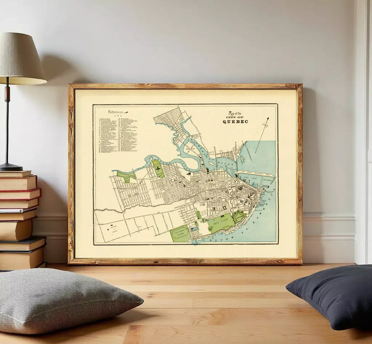 The image is a framed map of the city of Montreal, Quebec, Canada.