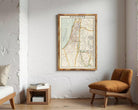 The image is a framed vintage map of Palestine, depicting the country's geographical layout and boundaries.