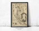 The image is a framed antique map of Southeast Asia, specifically the region between India and Thailand.