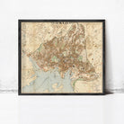 The image is a framed map of the city of Oslo, Norway.
