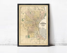 The image is a framed map of Milwaukee, Wisconsin, depicting the city's streets and neighborhoods.