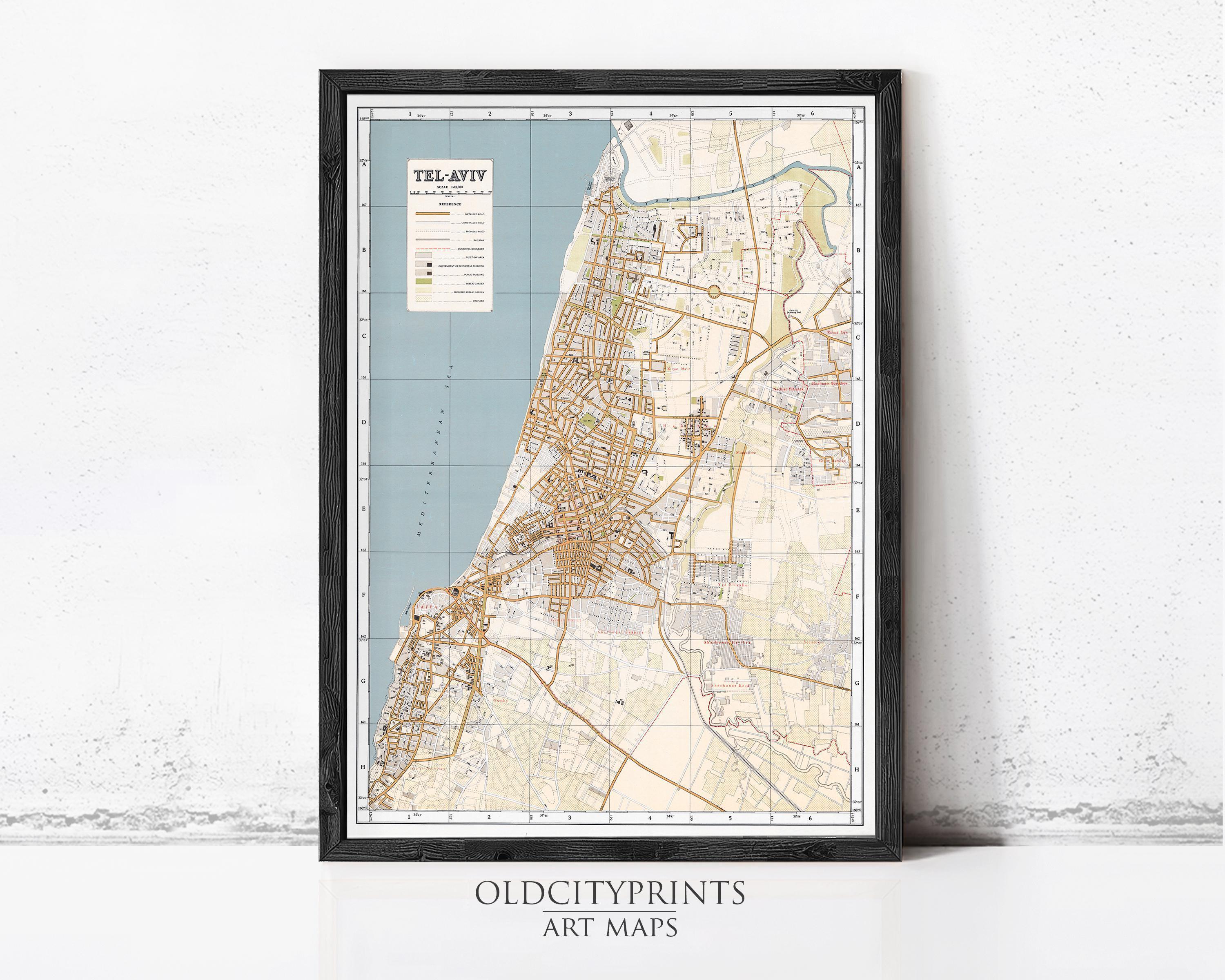 Old Map of Tel Aviv Israel – Vintage Maps & Prints® - Map Shop