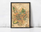 The image is a framed vintage map of Moscow, Russia, depicting the city's layout and surrounding areas.