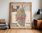 The image is a framed antique map of a region, likely a map of Europe or the Mediterranean, with various geographical features and labels.