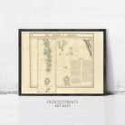 The image is a framed vintage map of the Maldives and Laquesdines, depicting the archipelago region in the Indian Ocean.