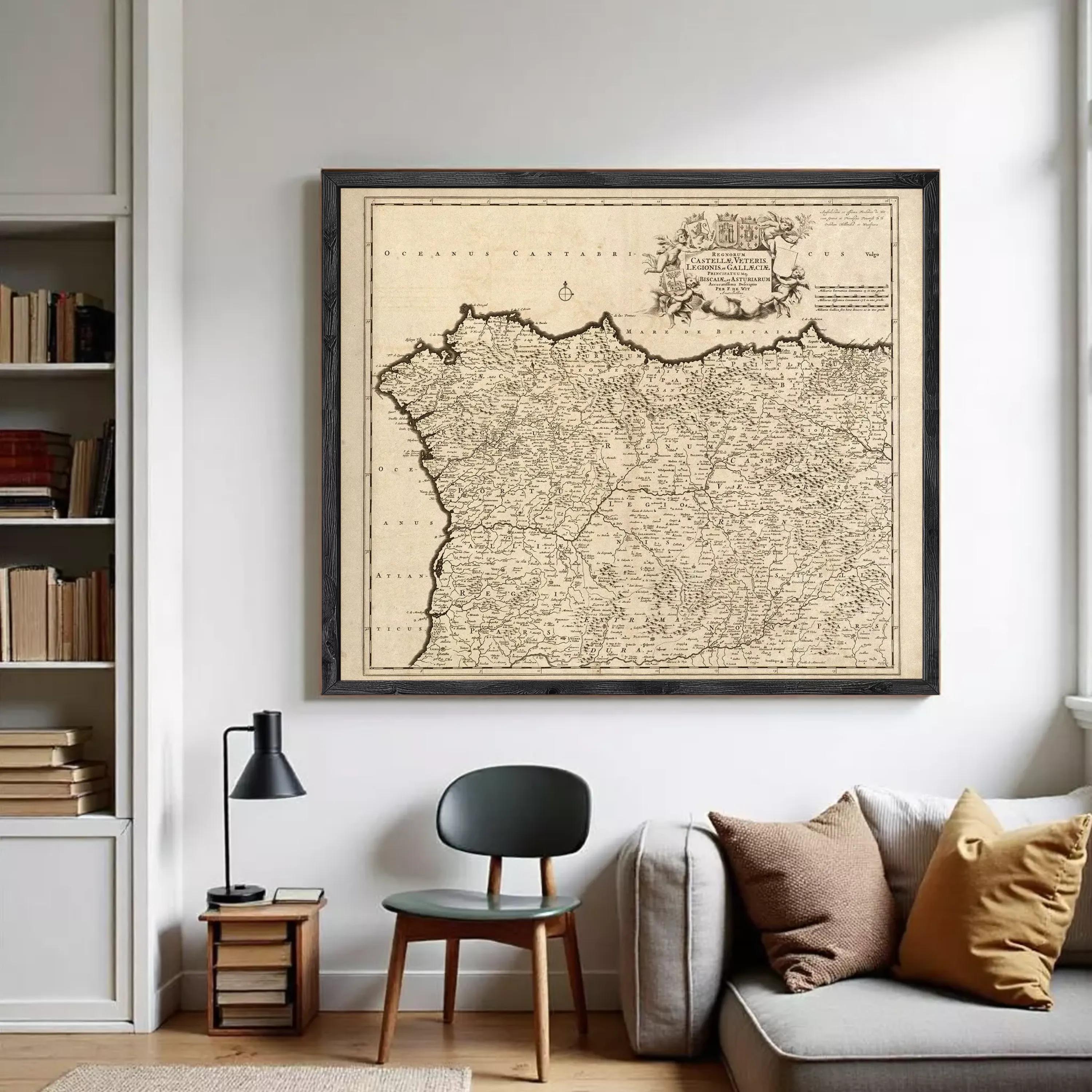 The image is a framed antique map of France, depicting the country's geographical layout and boundaries.