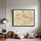 The image is a framed vintage map of the Bahamas Islands, depicting the islands and surrounding areas in a detailed and intricate manner.