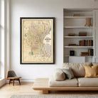 The image is a framed map of Milwaukee, Wisconsin, depicting the city's streets and neighborhoods.