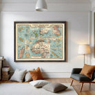 The image is a framed vintage map of France, depicting various regions and islands across the country.