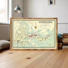 The image is a framed vintage map of the area surrounding the town of Hunters Hill, which is located in Sydney, Australia.
