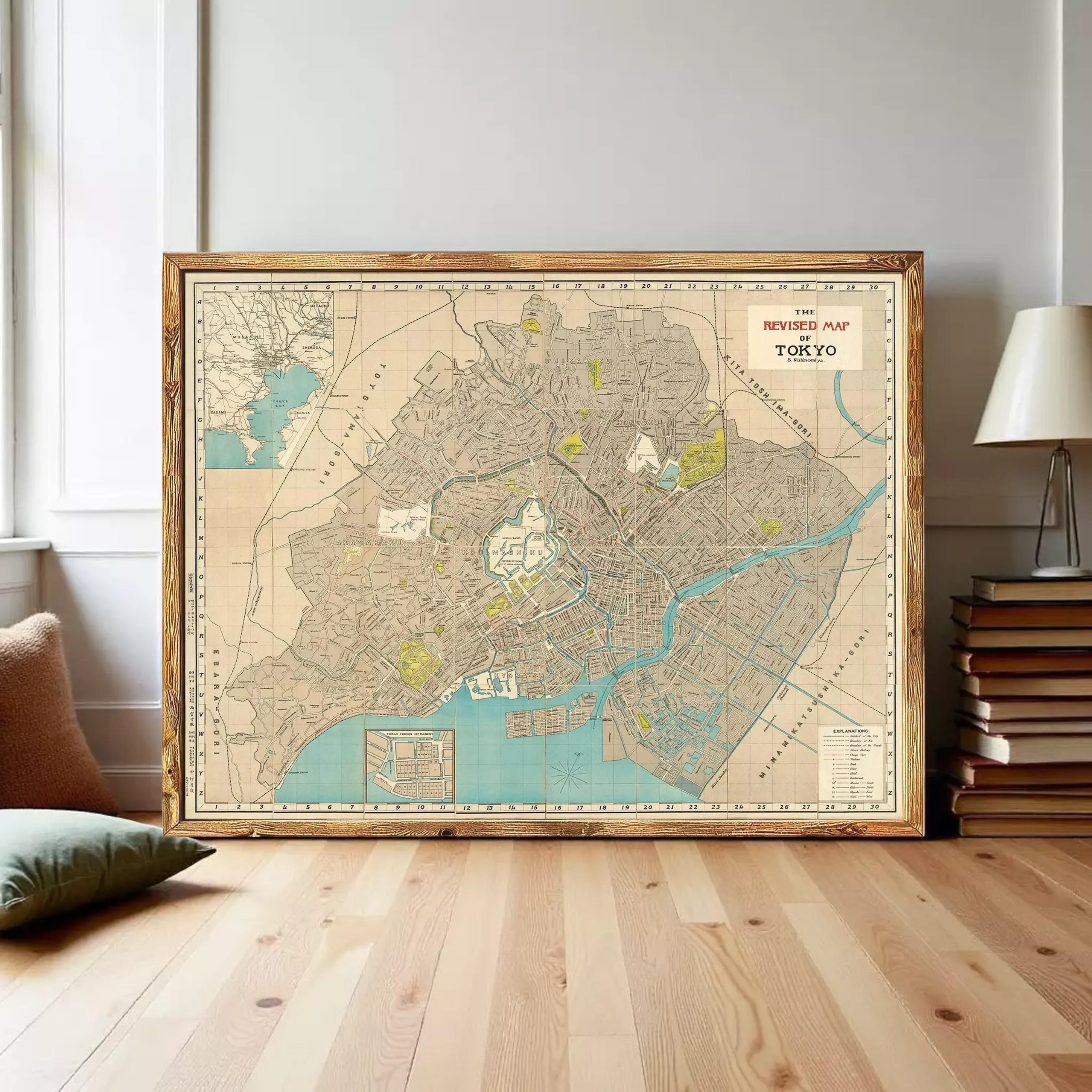 一昔前の関東圏 地図 4冊セット Old Map of Tokyo Japan 1907 Vintage Map | Old Map Print – Vintage