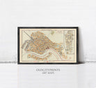 The image is a framed vintage map of Venice, Italy, depicting the city's streets and canals.
