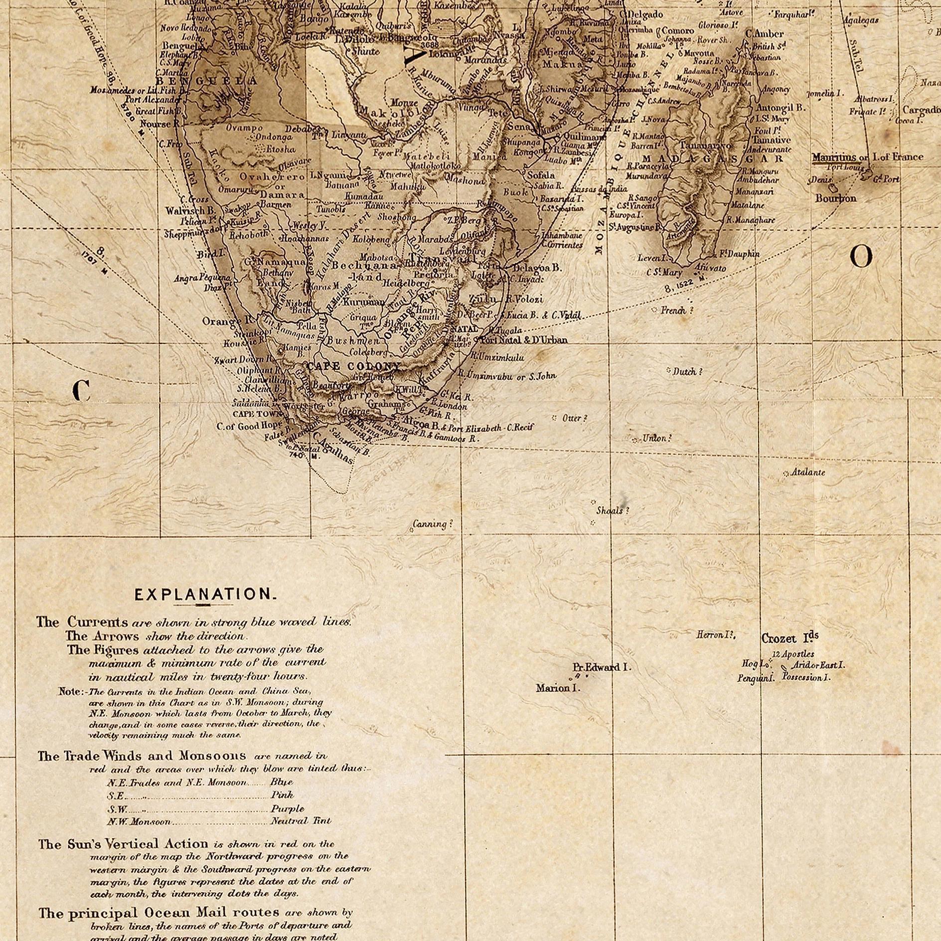 Vintage World Map 1898 – Mercator Projection Atlas Map, Sepia