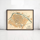 The image is a framed map of the city of Valencia, Spain.