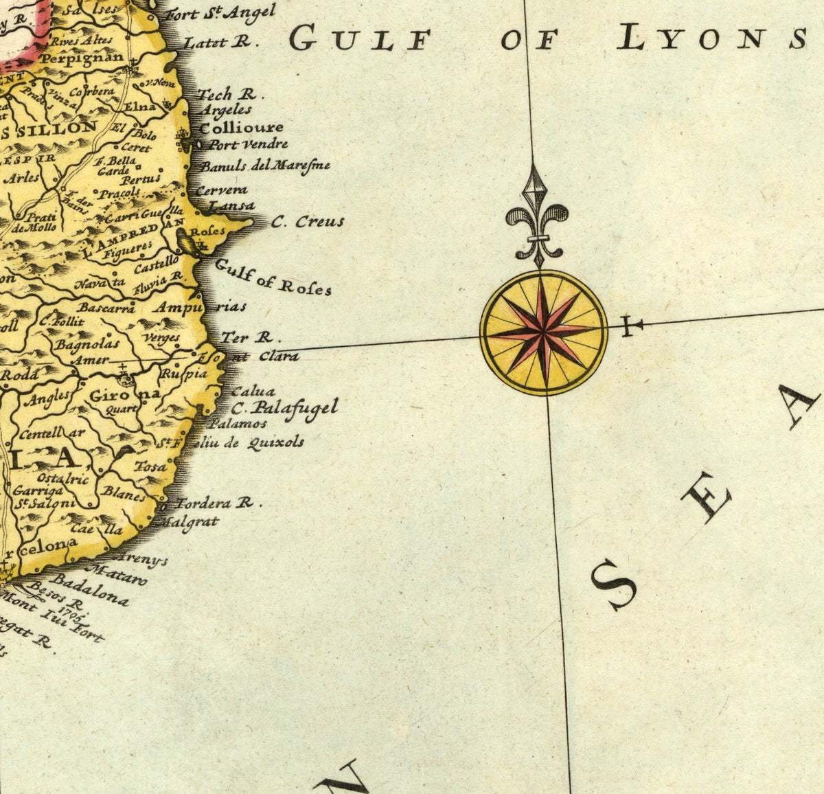 The image is a historical map of the Gulf of England, showing the coastline and surrounding areas.
