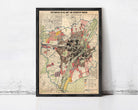 The image is a framed map of a city, likely Pittsburgh, with various colored areas representing different zones or neighborhoods.