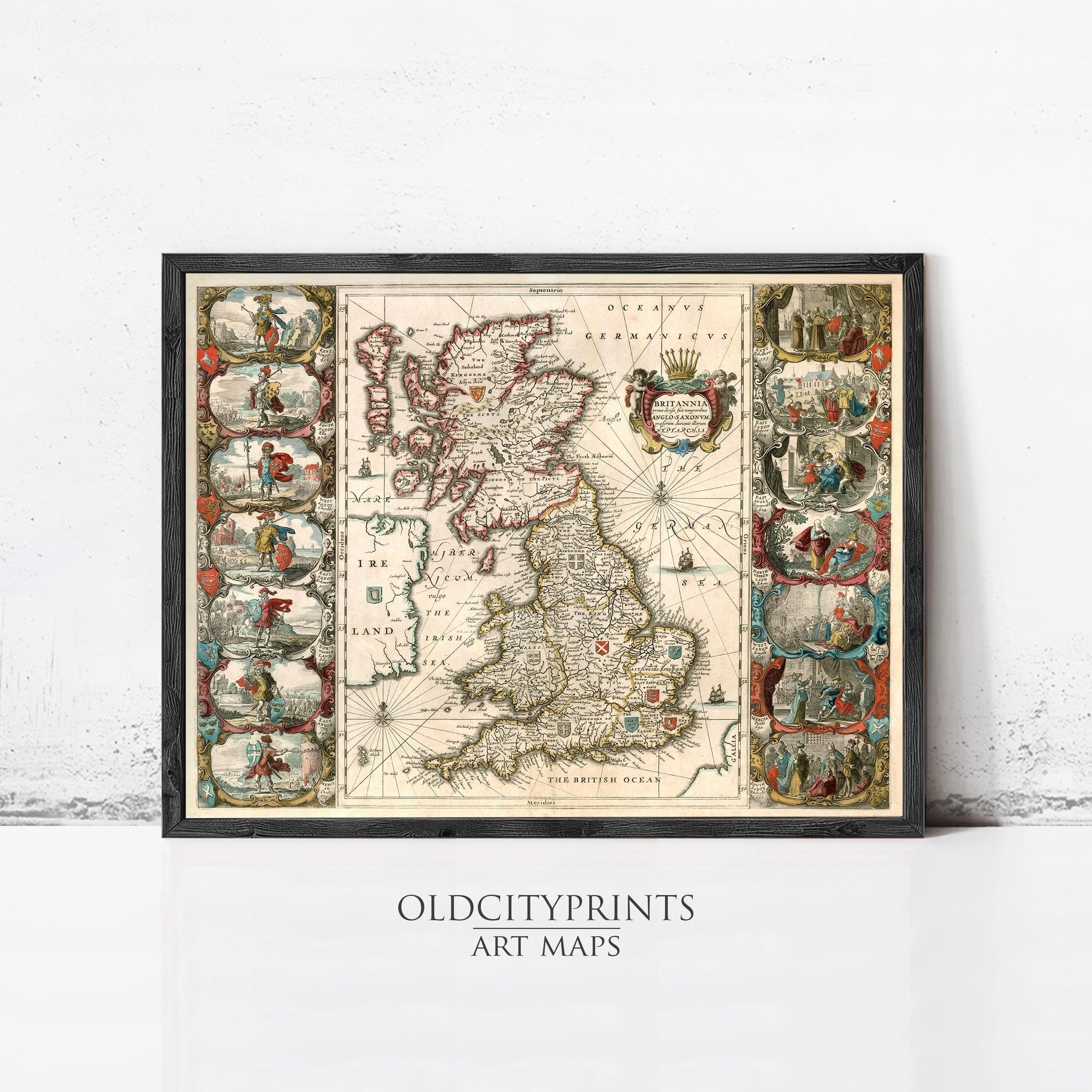 Old Map of United Kingdom Britain 1642 Antique Britain Map | | Old