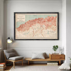 The image is a framed map of the French territory of Algeria, depicting the country's geographical layout and boundaries.