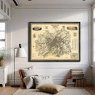 The image is a framed historical map of Manchester, England, dating back to 1829.