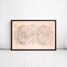 The image is a framed vintage map of the night sky, depicting the constellations and celestial bodies.