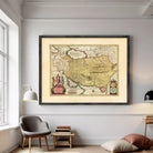 The image is a framed antique map of the Persian Gulf region, which includes countries such as Iraq, Syria, Turkey, and Afghanistan.