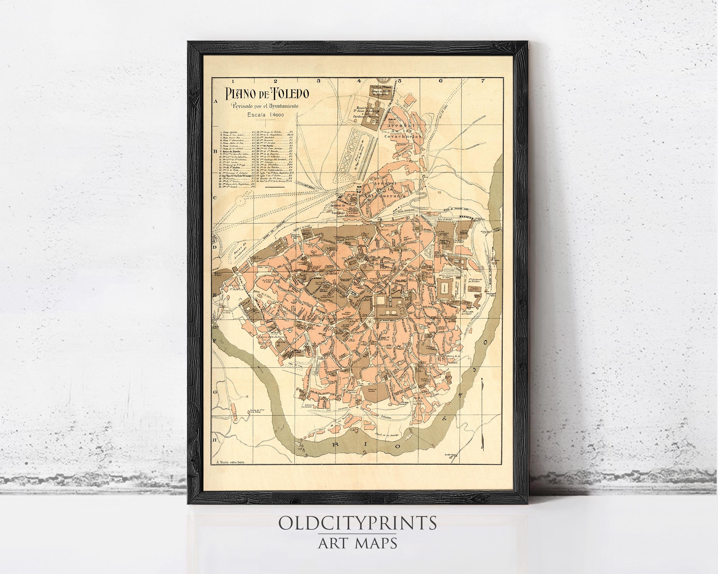 The image is a framed vintage map of the city of Florence, Italy, depicting the city's layout and surrounding areas.