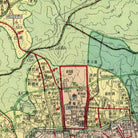 The image is a detailed map of a city, showing various streets, landmarks, and geographical features.