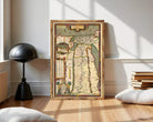 The image is a framed antique map of the Middle East and North Africa, featuring detailed geographical information and labels.