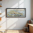 The image is a framed map of Venice, Italy, depicting the city's layout and surrounding areas.
