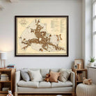 The image is a framed map of the city of Siena, Italy, depicting the layout and streets of the city.