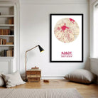 The image is a framed poster featuring a map of Rabat, a city in Morocco.