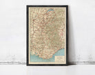 The image is a framed vintage map of the Alpes region, depicting the various mountain ranges and roads in the area.