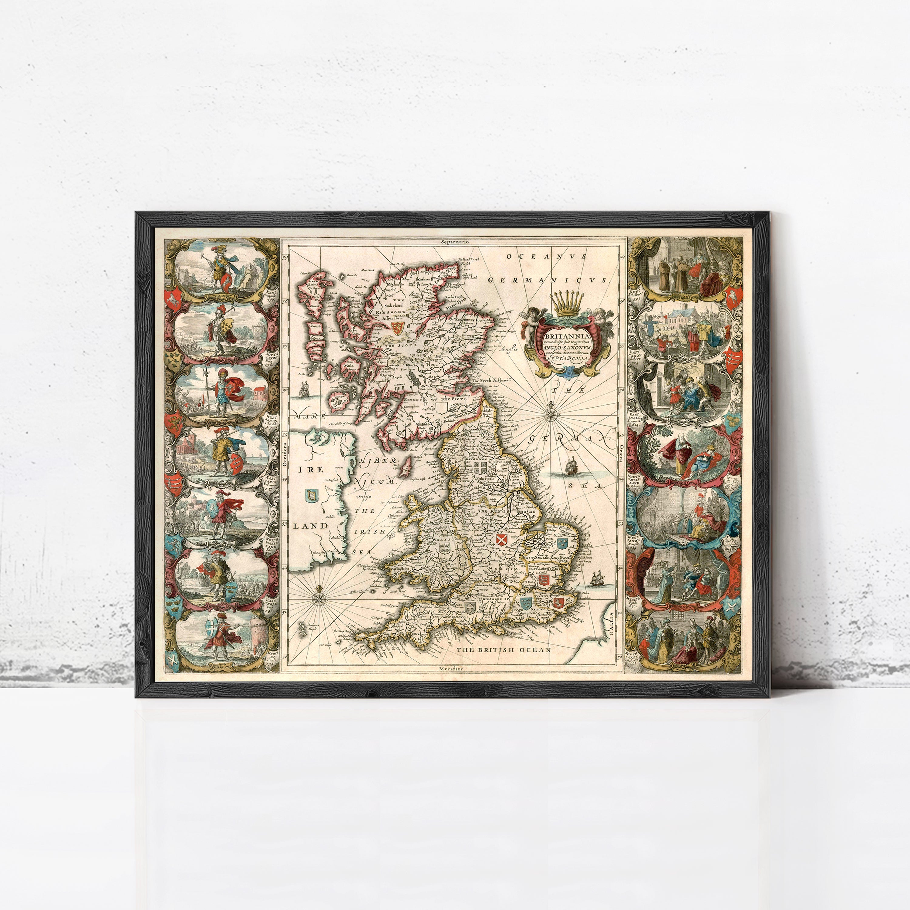 Old Map of United Kingdom Britain 1642 Antique Britain Map