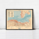 The image is a framed vintage map of Victoria, Australia, showing the city's layout and surrounding areas.
