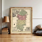 a framed vintage map of the Mar del Plata region, which is a coastal area in Argentina, Chile, and Uruguay.