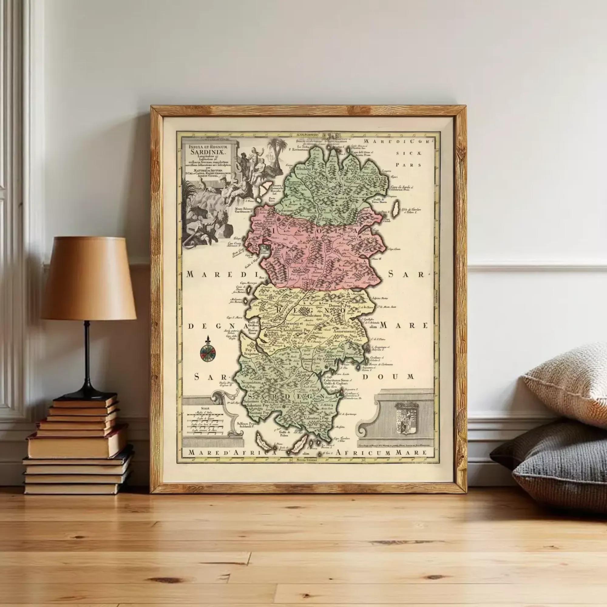 a framed vintage map of the Mar del Plata region, which is a coastal area in Argentina, Chile, and Uruguay.