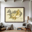 The image is a framed map of Iceland, depicting the country's geographical features and boundaries.