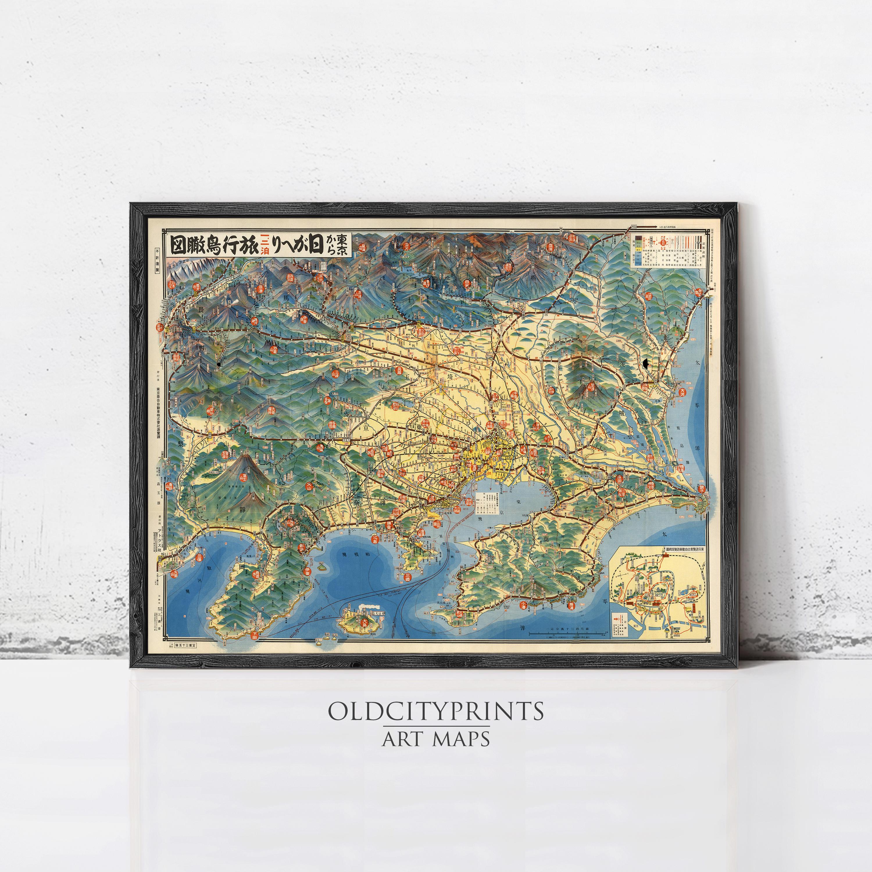 Old Map of Tokyo Japan 1907 Vintage Map | Old Map Print – Vintage