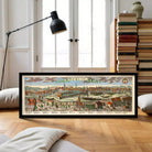 The image is a framed illustration of a cityscape, depicting a detailed and colorful view of Berlin, Germany.