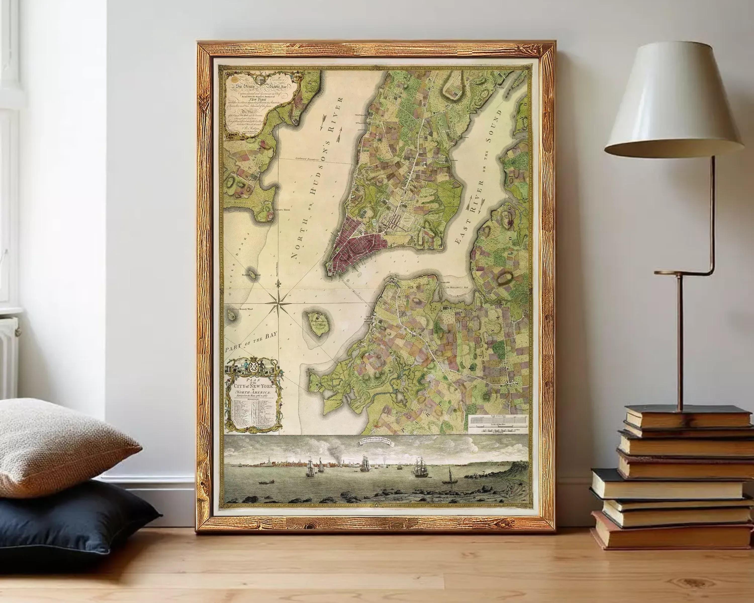 The image is a framed map of the East Coast of the United States, depicting the coastline, major cities, and waterways.