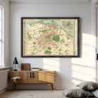 The image is a framed vintage map of Edinburgh, Scotland, depicting the city's layout and surrounding areas.