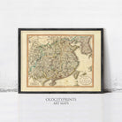 The image is a framed antique map of China, depicting the country's geographical layout and boundaries.