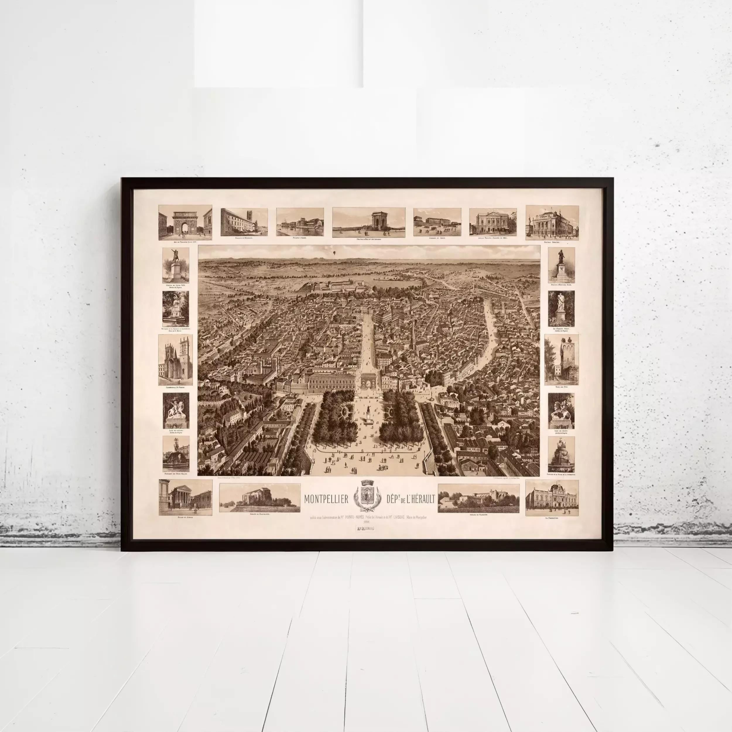 The image is a framed collage of various architectural and cityscape photographs, including buildings, landmarks, and streets, all arranged in a grid-like pattern.