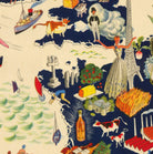 a painting of a woman in a dress surrounded by other people