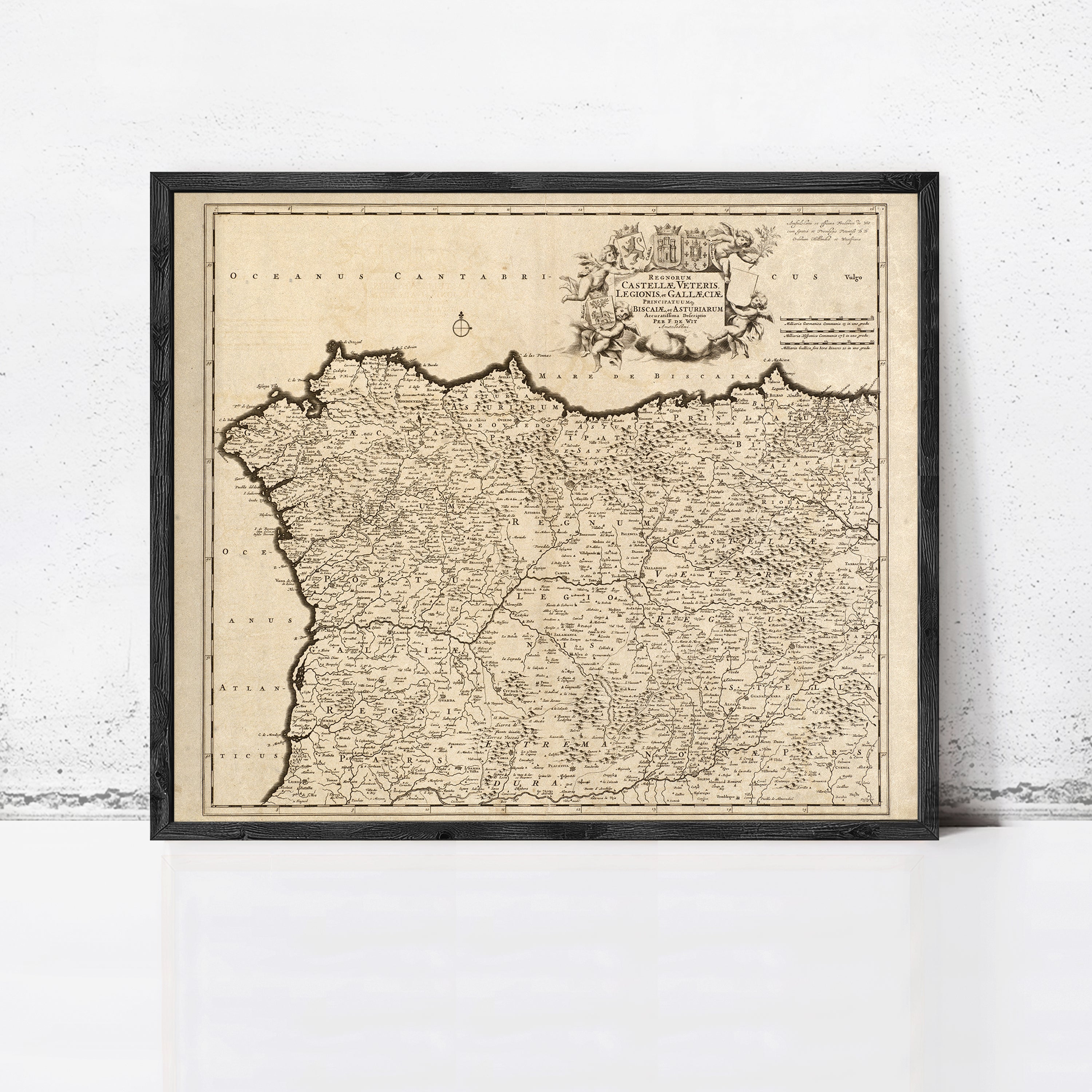 The image is a framed antique map of France, depicting the country's geographical layout and boundaries.