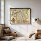 The image is a framed vintage map of Germany, featuring detailed geographical information and a decorative border.