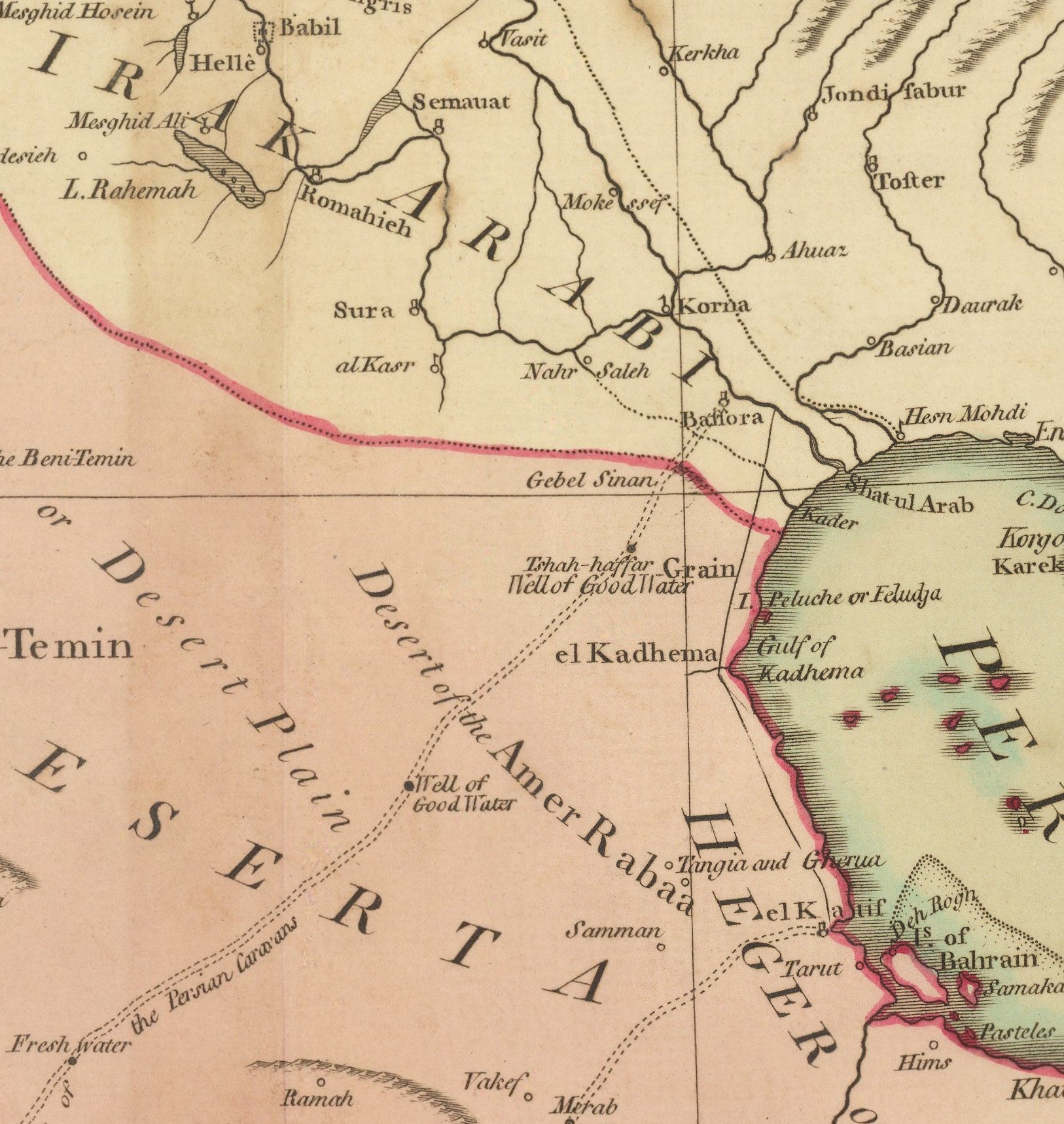 The image is a historical map showing the geographical layout of the Middle East and North Africa region, including countries such as Iraq, Syria, and Saudi Arabia.