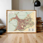 The image is a framed vintage map of the city of Aleppo, Syria, depicting the city's layout and surrounding areas.